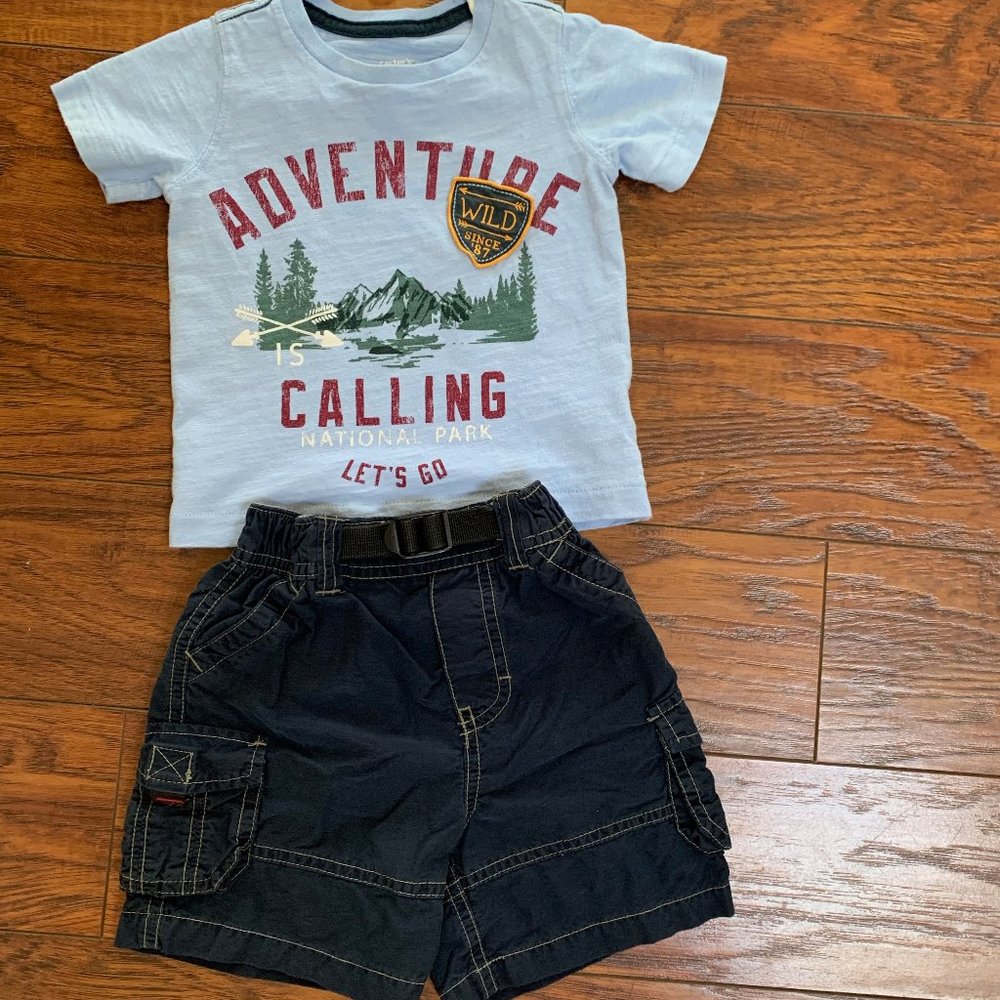 Carter’s T-shirt Paired with Cargo Shorts (12MO)